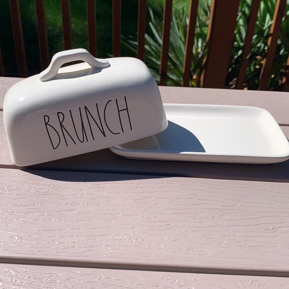 New Rae Dunn BRUNCH Butter Dish with Lid and Tray - Picture 3 of 7